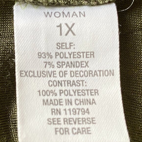 Velvet Embroidered Mesh Babydoll Top Green Artsy Whimsigoth Dark Fairy Grunge-1X - Picture 15 of 16